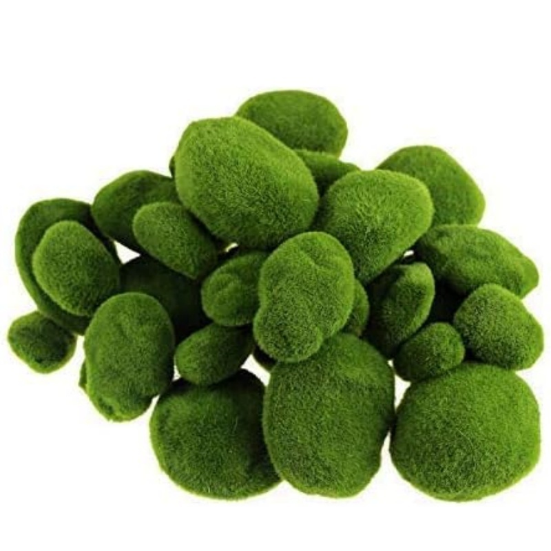 Artificial Moss Rocks Decorative Faux Green Moss Covered Stones for Home Garden Lawn Patio Decoration