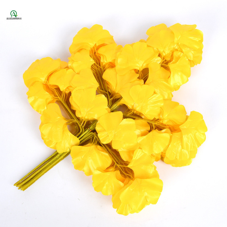 Artificial Ginkgo Leaves Stems Fall Leaf Spray  for Vase Silk Autumn Leaves Stems Fall Decorations for Room Kitchen Office