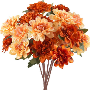 Artificial Fall Flowers, Chrysanthemum Orange Flowers For Home Fireplace Table Centerpieces Flower Arrangement Fall Decor