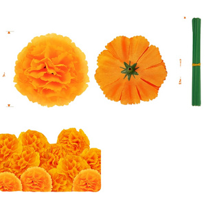 Artificial Marigold Flower with Stems,  marigold flower heads orange flowers for decoration