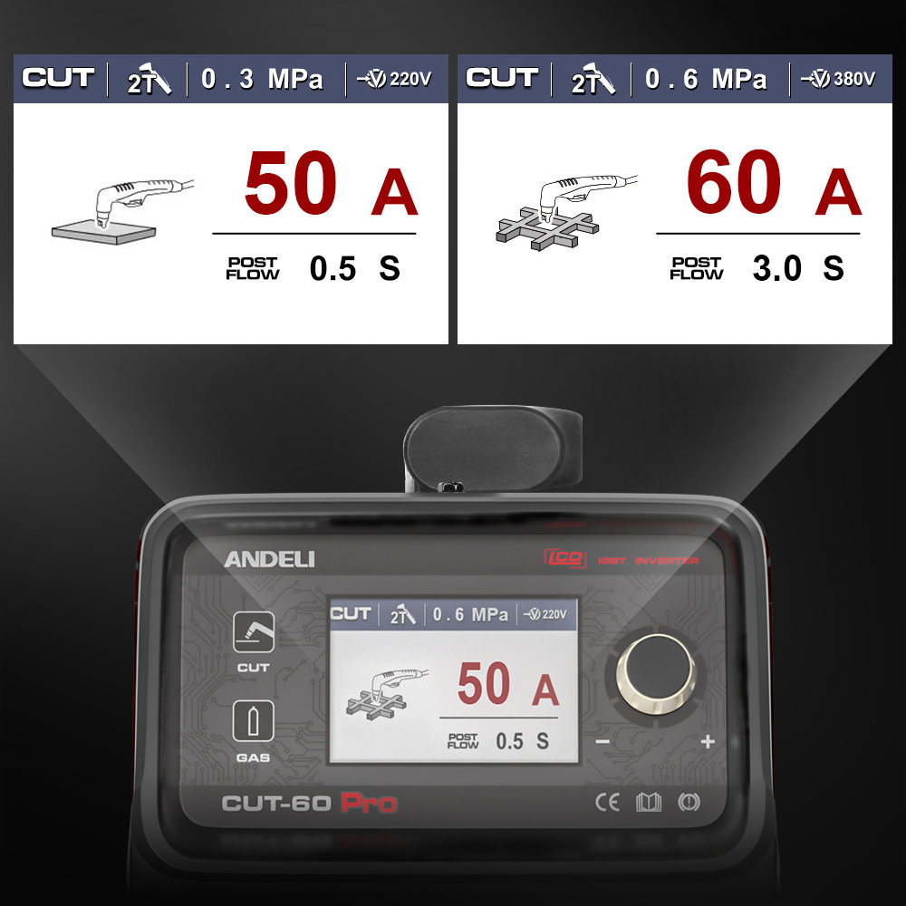 ANDELI CUT-60 PRO CNC  Plasma Cutting Machine 220V&380V LCD Display Non-HF Pilot Arc Contacting Cutting Plasma Cutter