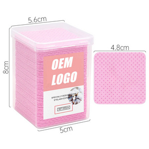 Private label non-woven fabrics cotton manufacturer waterproof eyelash extension pink adhesive nozzle wipes