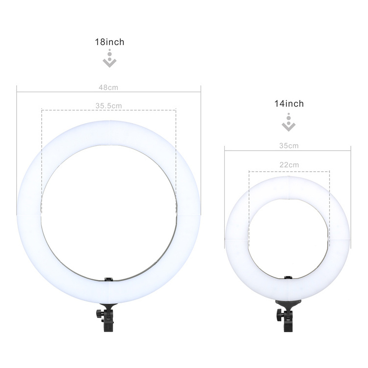 Les Rings Photographic Lighting 18 Inch Beauty Lamp 58W Battery Operated Led Overhead Ring Light Tripod