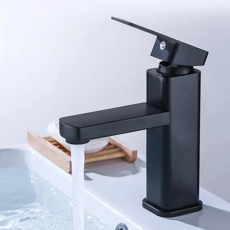 Classic square design torneira brass luxury hot and cold water robinet black bathroom wash basin faucet