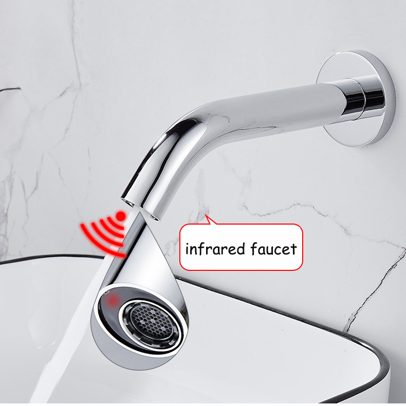 Wall mounted brass grifo inteligente hand free induction tap infrared faucet touchless bathroom  automatic sensor faucet adapter