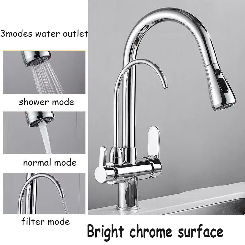 Sink mixer taps black tire del grifo de la cocina multifunction pull kitchen faucet with filter