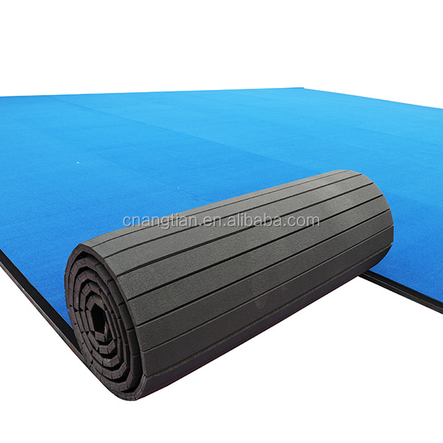 roll out wushu carpet bonded foam wrestling mat rhythmic gymnastics carpet cheer cheerleading floor mats for sale