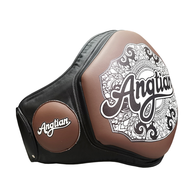 Angtian factory custom logo leather belly pads body protector for boxing muay thai mma