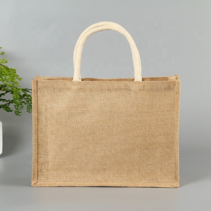 Custom Logo Accepted Inside Lamination Printing Jute Bag, Shopping Tote Hemp Tote Jute Bag