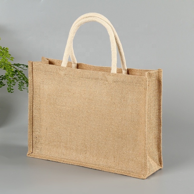 Custom Logo Accepted Inside Lamination Printing Jute Bag, Shopping Tote Hemp Tote Jute Bag