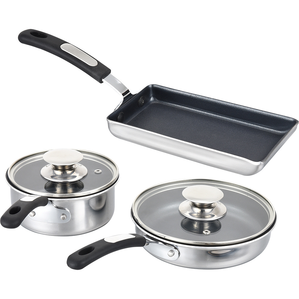 High quality factory directly sale stainless steel fry pan induction pot and pans stainless steel cookware sets without aluminum