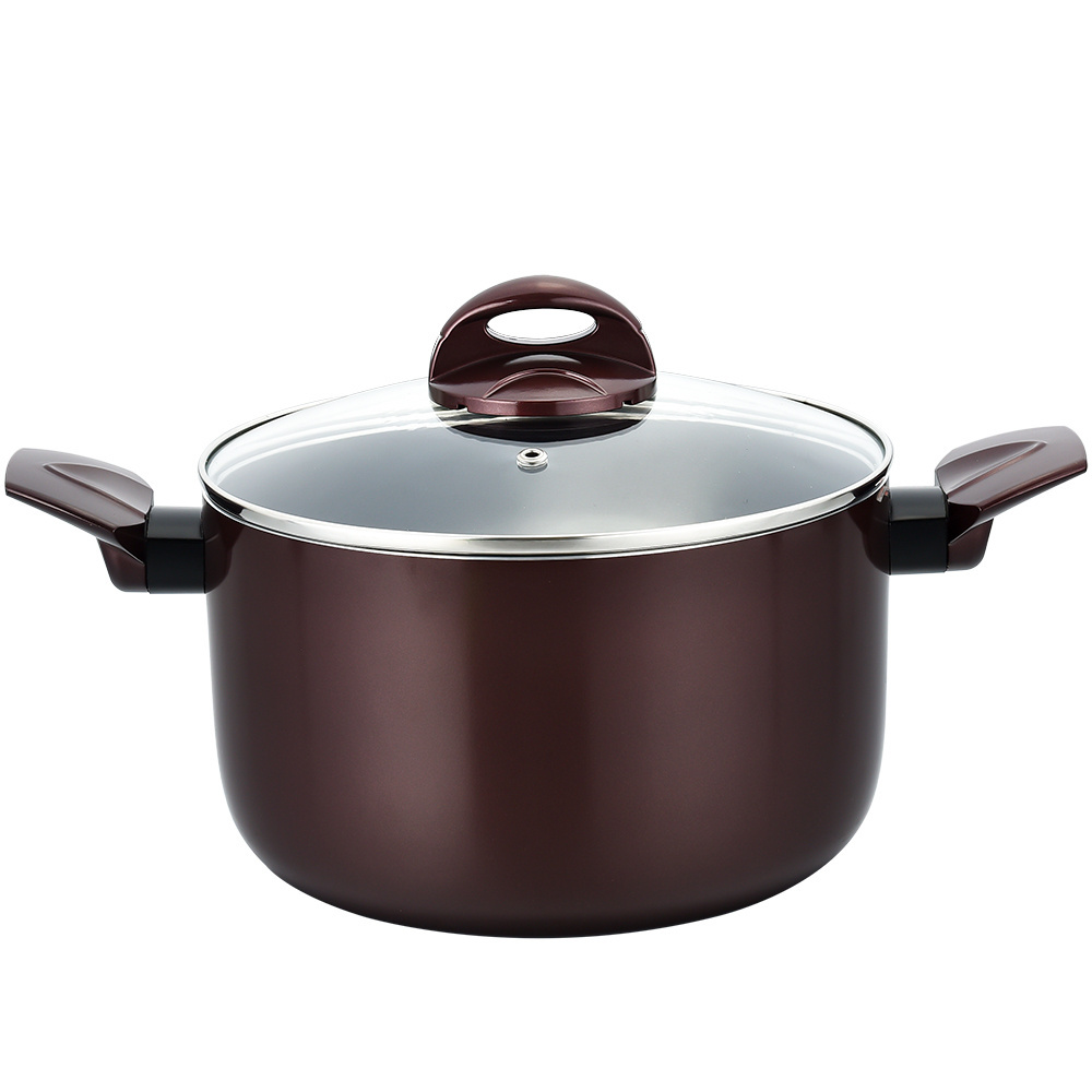 Hot selling Stock pot Soup in Aluminum alloy Encapsulated induction bottom With Glass cover