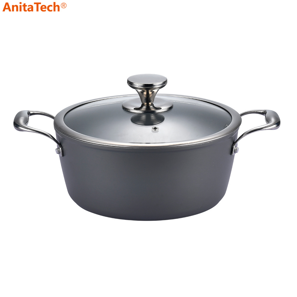 Luxury Gray Ceramic nonstick cookware sets aluminium cooking pots casserole saucepan with lid