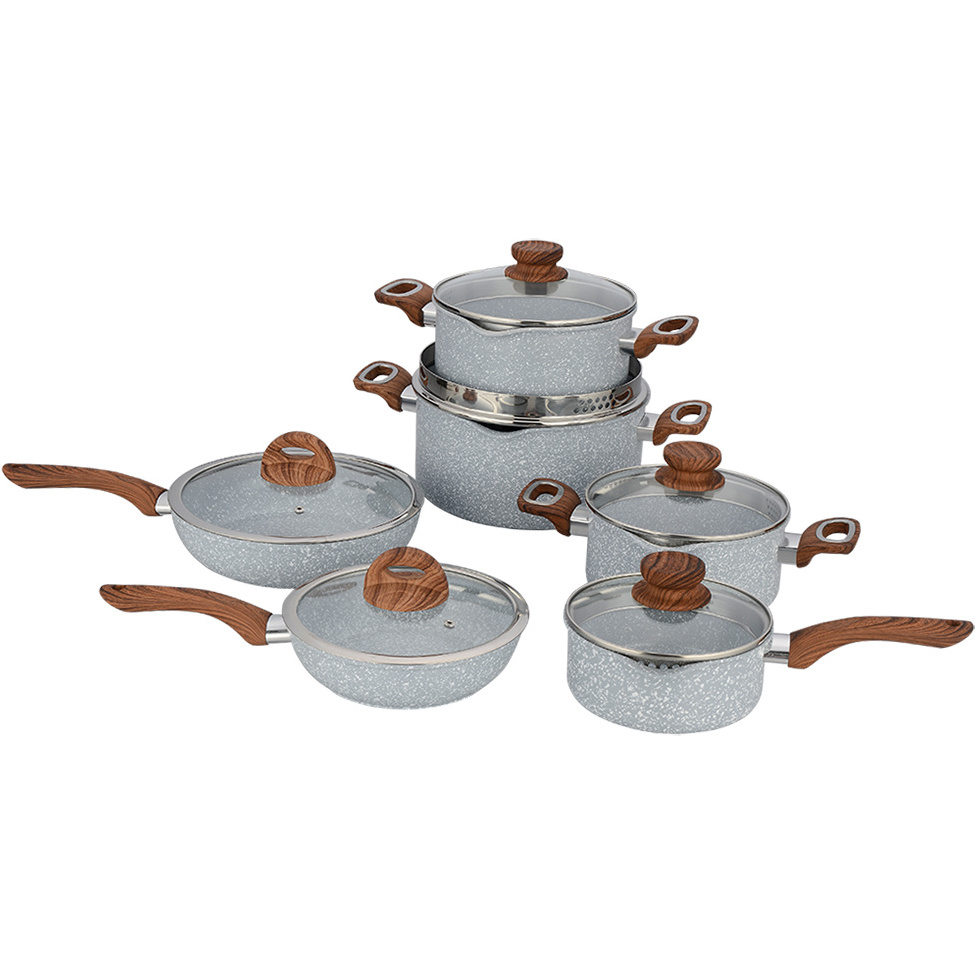 Kitchen cooking pot With Wooden Handle non stick cooking pot cookware sets Ceramic Cookware Sets