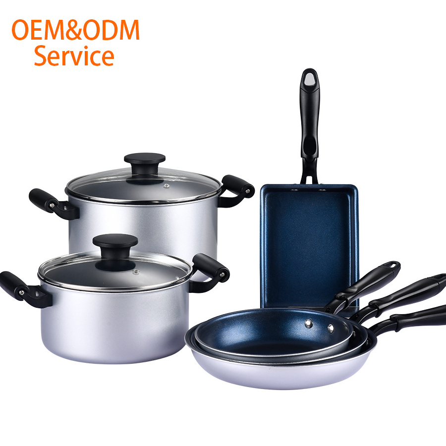 8pcs Luxury Okitsum Diamond Non-toxic coating  kitchen accessories non stick/ cookware sets pots and pans