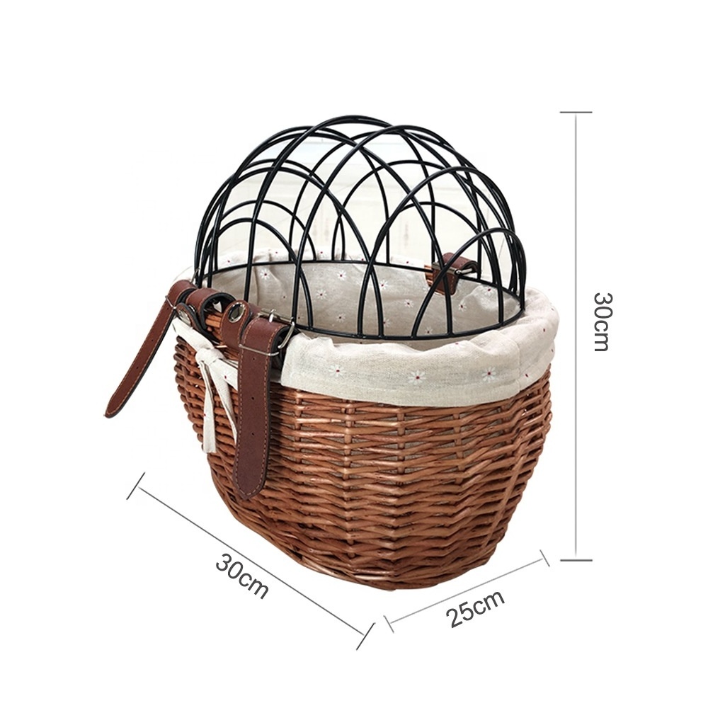 Factory Customizable Pet Bike Basket With Lid Bike Accessories Wicker Bicycle Basket storage baskets