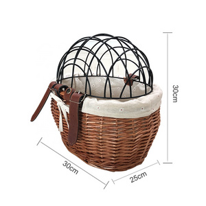 Factory Customizable Pet Bike Basket With Lid Bike Accessories Wicker Bicycle Basket storage baskets