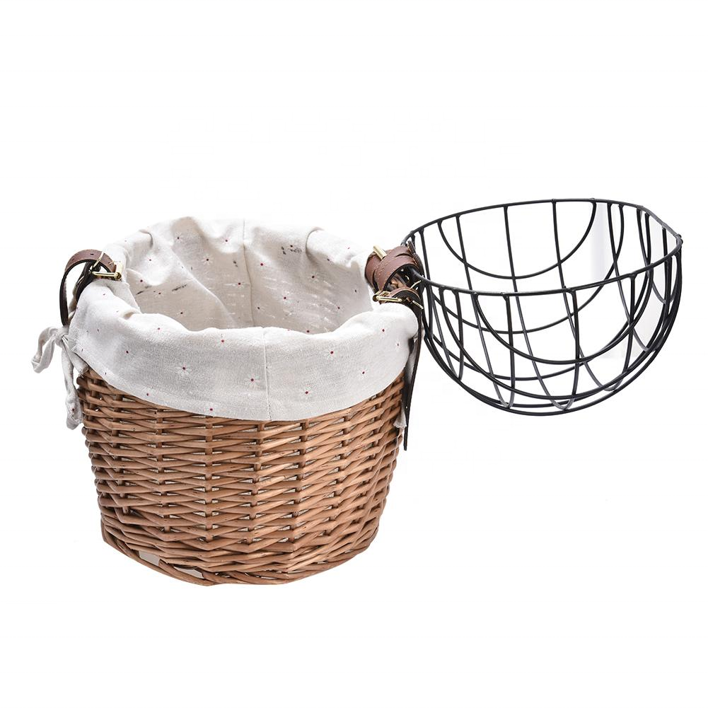 Factory Customizable Pet Bike Basket With Lid Bike Accessories Wicker Bicycle Basket storage baskets