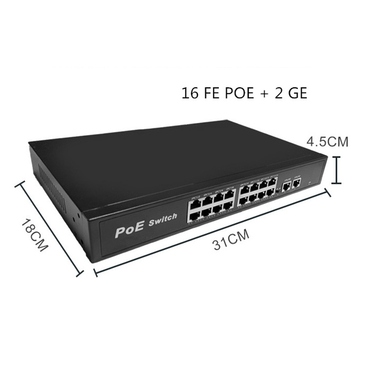 unmanaged POE switch 18  port 16FE + 2 GE  uplink   AP-10216KE