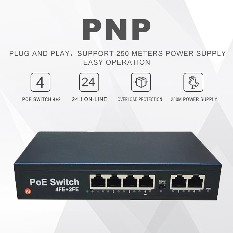 Factory 10/100M unmanaged mini POE switch 6  port  for cctv