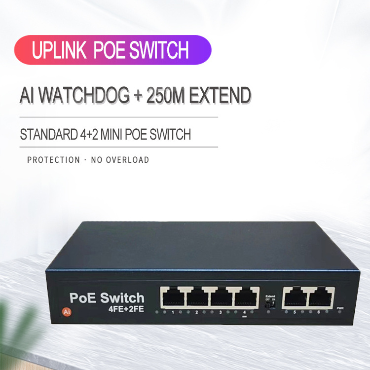 Factory 10/100M unmanaged mini POE switch 6  port  for cctv