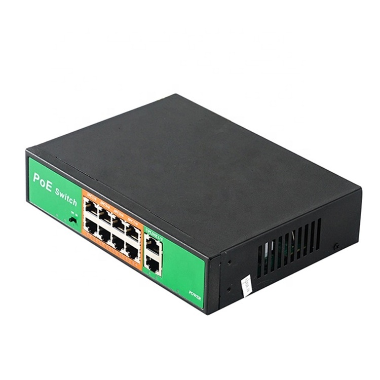 Factory direct 250 meter extend 10/100M 8 port and gigabit 2 port  POE Switch for Camera TV PC