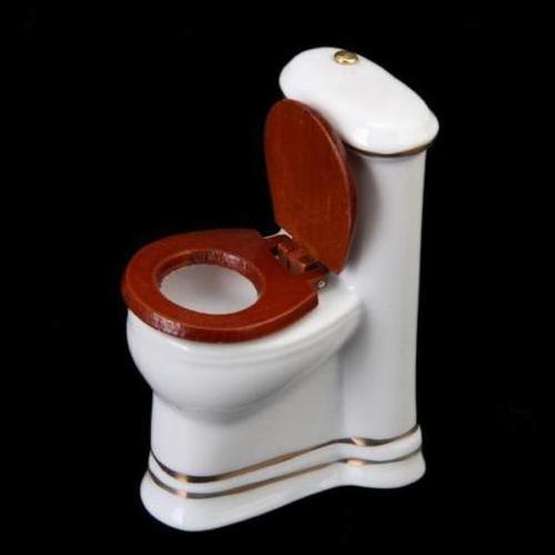 1:12 White Ceramic Toilet Basin Bathtub Mirror Miniature Furniture Doll Accessories Dollhouse Miniature Porcelain Bathroom Set