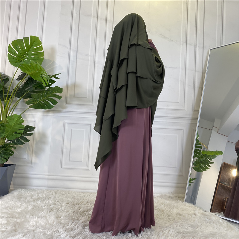 New Design Fashion Muslim Khimar Jilbab 3 Layers Premium Chiffon Khimar Jilbab Hijab Luxury Soft  Material For Women