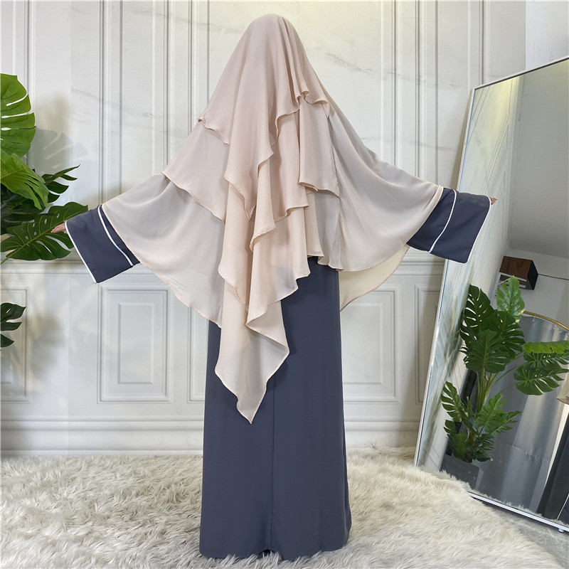 New Design Fashion Muslim Khimar Jilbab 3 Layers Premium Chiffon Khimar Jilbab Hijab Luxury Soft  Material For Women