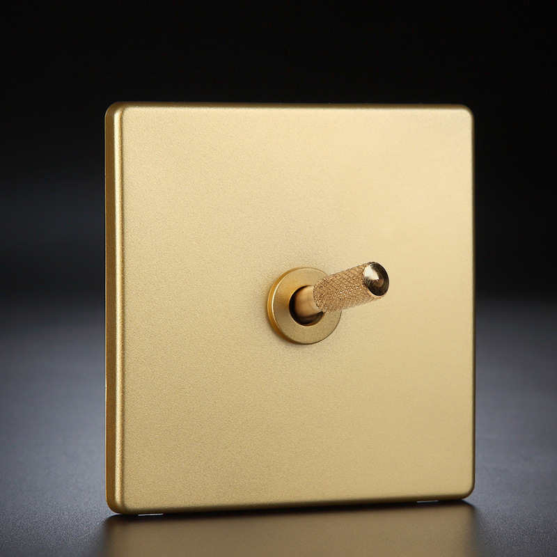 Home Use Nordic Minimalist Brass Lever Electrical Wall Electric Light Switch Panel Toggle Wall Switch And Socket