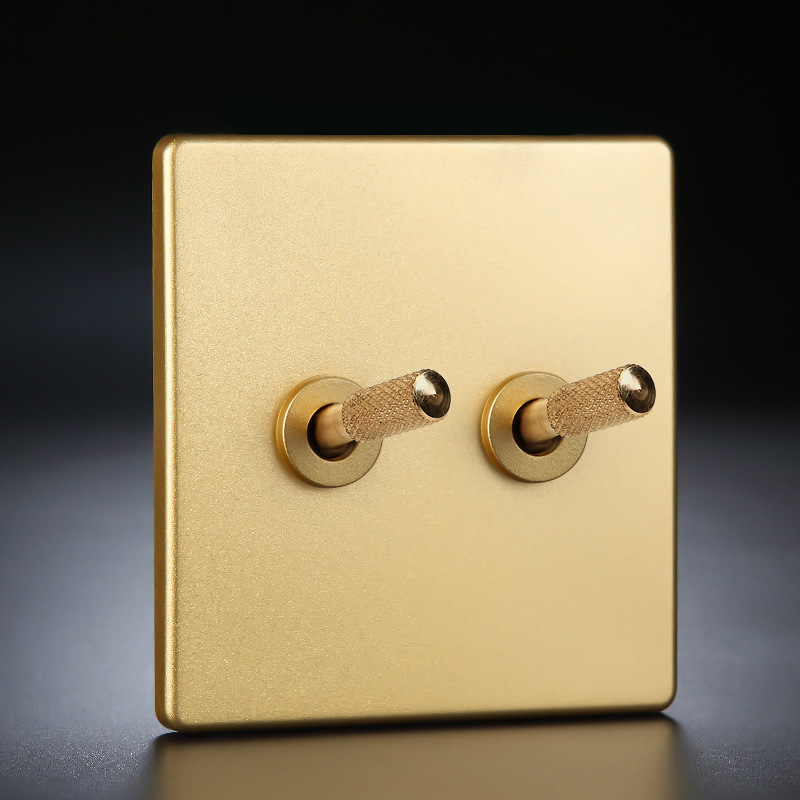 Home Use Nordic Minimalist Brass Lever Electrical Wall Electric Light Switch Panel Toggle Wall Switch And Socket