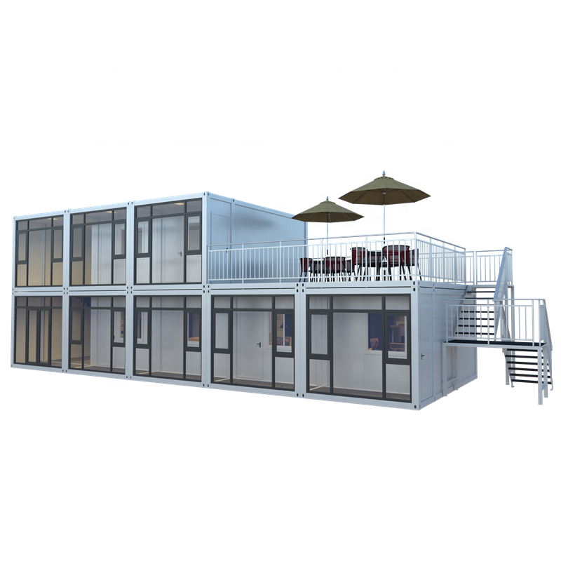 Tiny house prefabricated two storey  prefab container house  with balcony stair