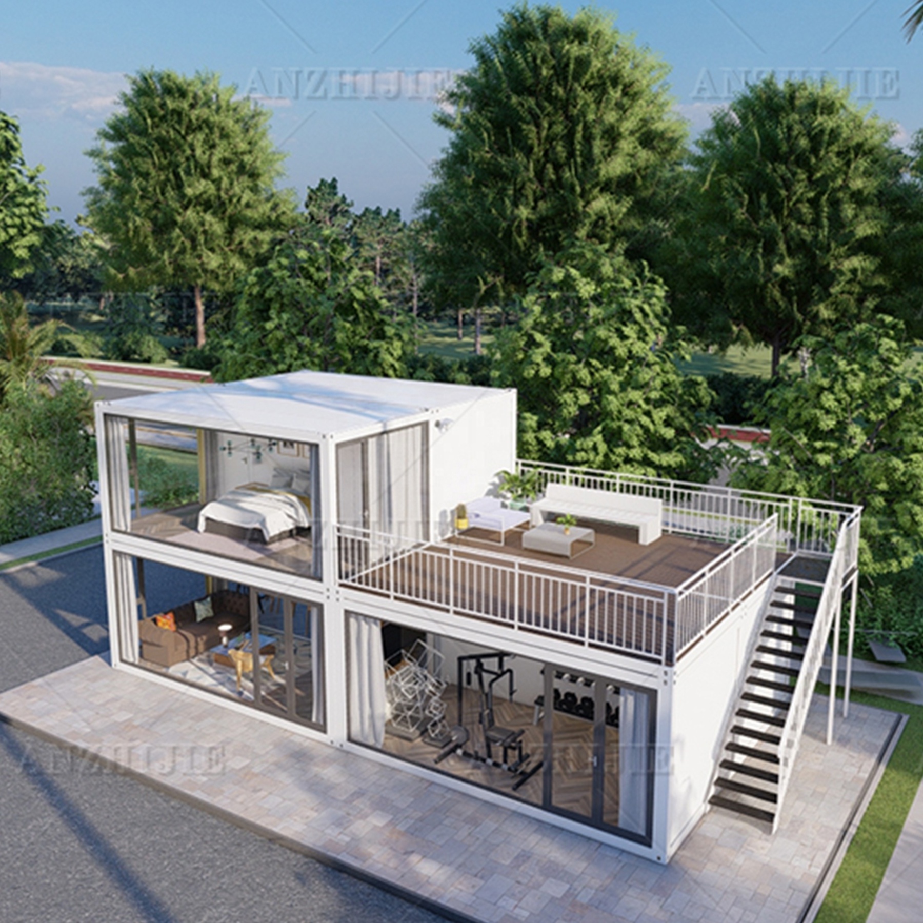 2 story  3 bedroom luxury prefab house with terrace