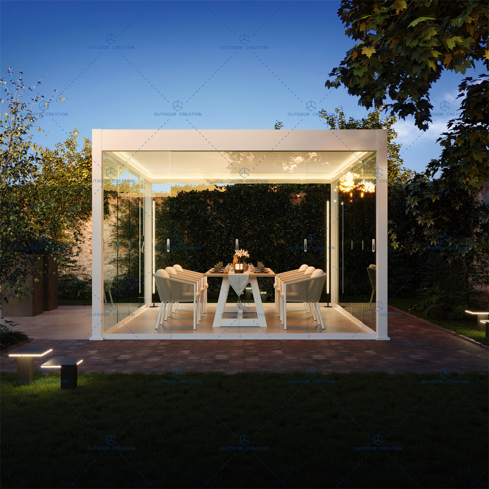 Customized Modern Automatic Canopy Rainproof Patio Gazebo Outdoor Bioclimatic Aluminium Pergola Louvred Roof