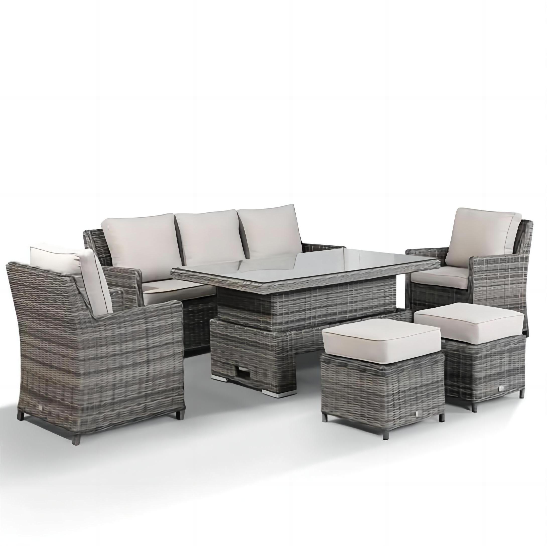 High Quality Wholesale Rattan Garden Sofa Set 7 seat Garden Furniture Round Rattan Sofa