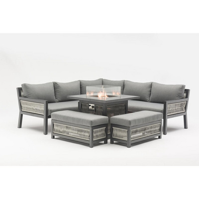 Terrace Garden Outdoor Patio Cheap London Rattan Furniture Outdoor Sofa Set With Aluminum Lift Fire Pit table