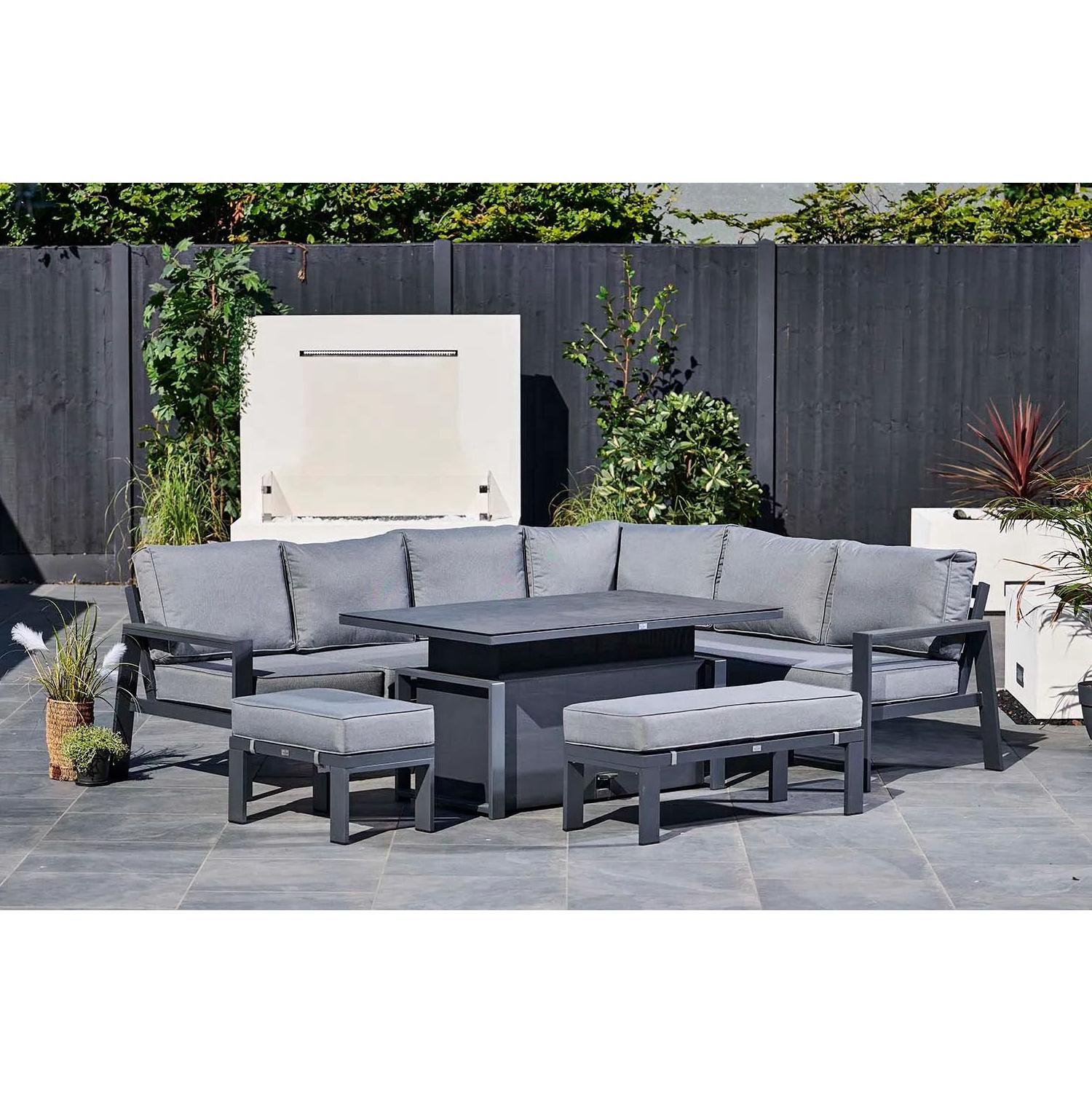 Garden Sofa Outdoor Patio Furniture Hotting Sell L Shape Cast Aluminum Modern Garden Set 100% Handmade 180g-330g Fabric