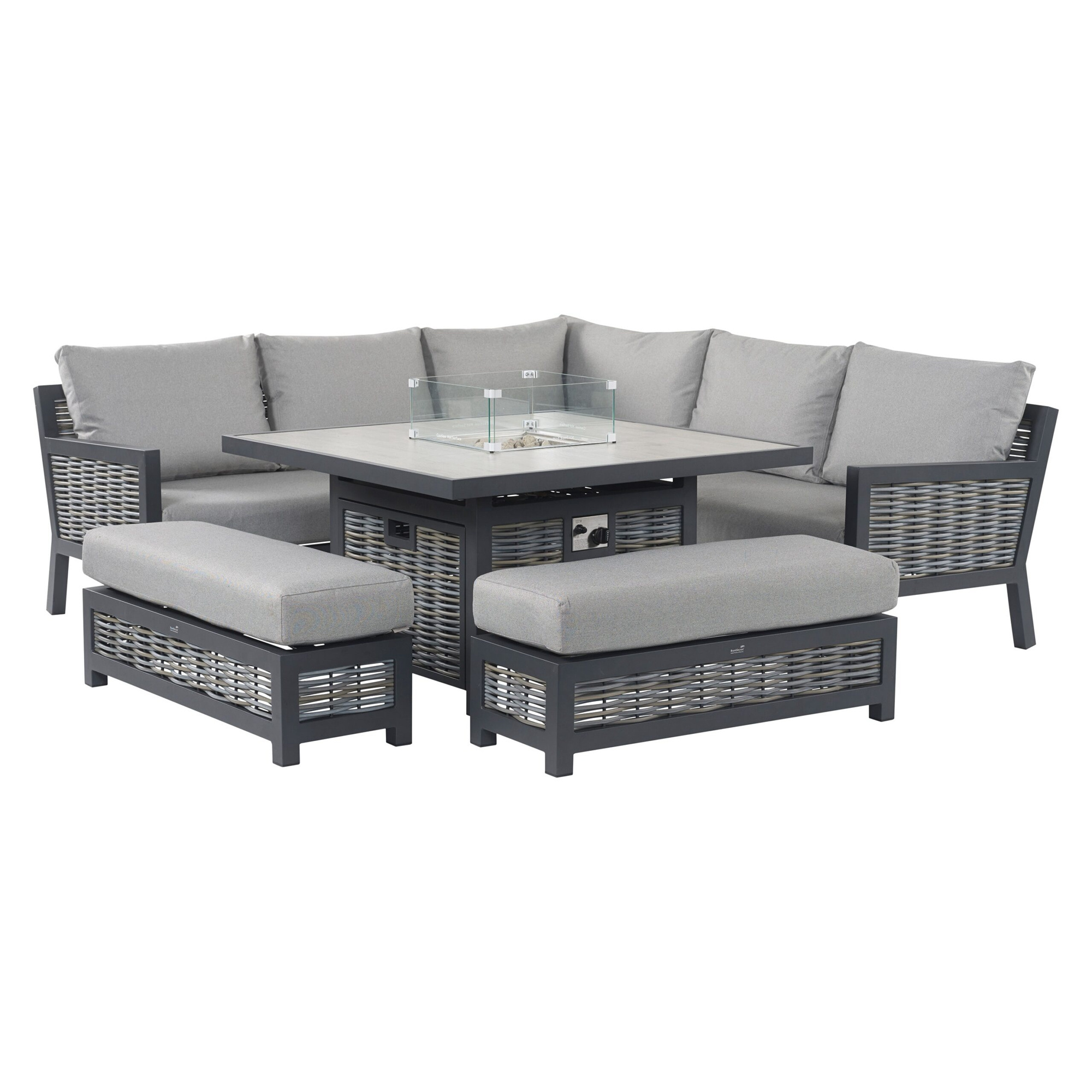 Garden Patio Sofa Set Waterproof 4 Piece Wicker All Weather Piece Lounge Aluminium Rattan Outdoor Furniture Set With Fire Pit