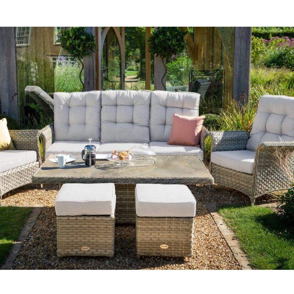 Tempered Glass Coffee Table and Cushions,Deck,Backyard Porch Wicker Patio Sectional 3 Seat Reclining Lounge Set Rattan Couch