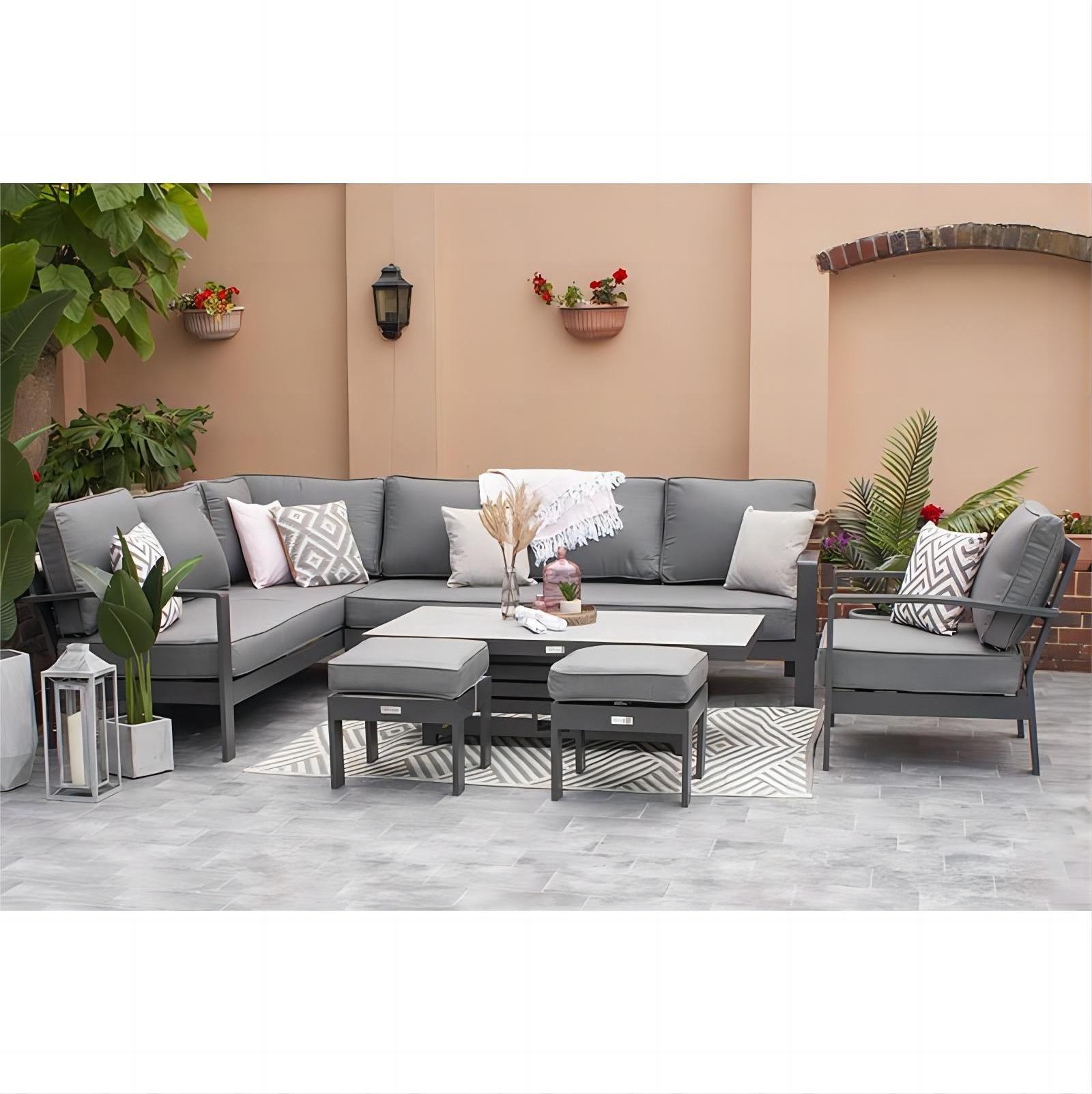 New arrival luxury modern Aluminum garden sofa outdoor garden furniture set Aluminum lift table