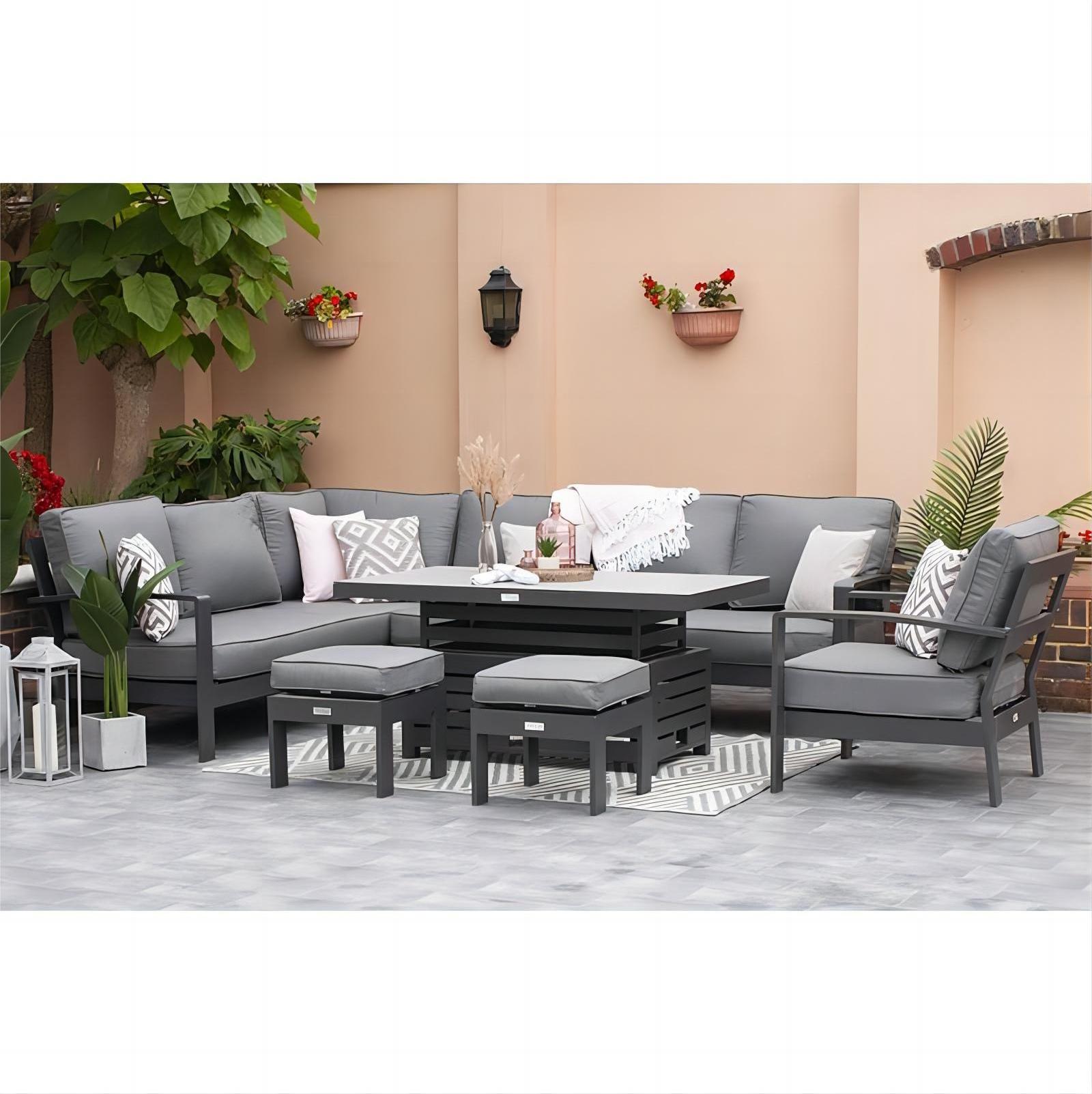 New arrival luxury modern Aluminum garden sofa outdoor garden furniture set Aluminum lift table