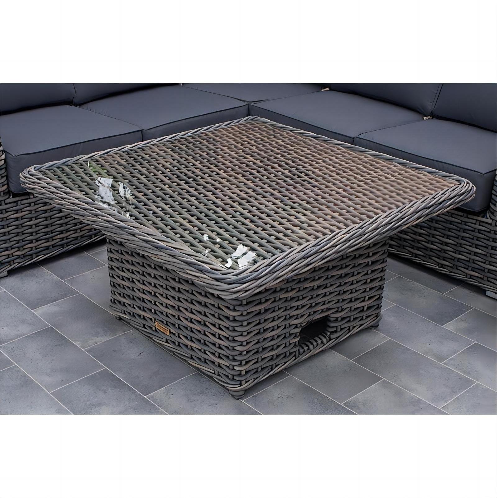 All hand made outdoor 7 seater rattan dinning set garden Round wicker sofa set with lift table