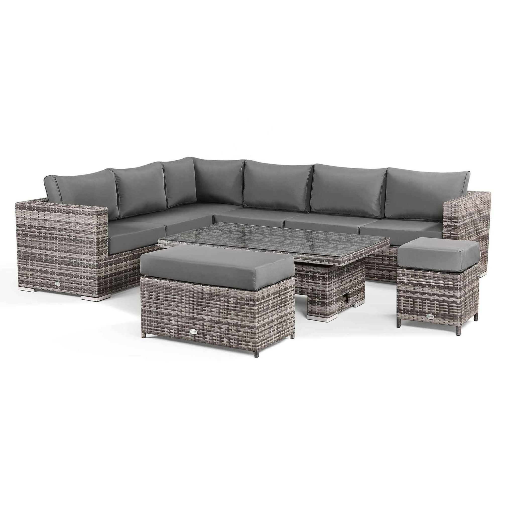 Tempered Glass Coffee Table and sofa,Deck,Backyard Porch Wicker Patio Sectional Furniture Sets Outdoor Sofa Rattan Couch