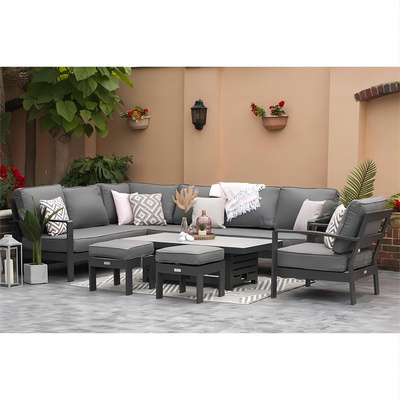 New arrival luxury modern Aluminum garden sofa outdoor garden furniture set Aluminum lift table