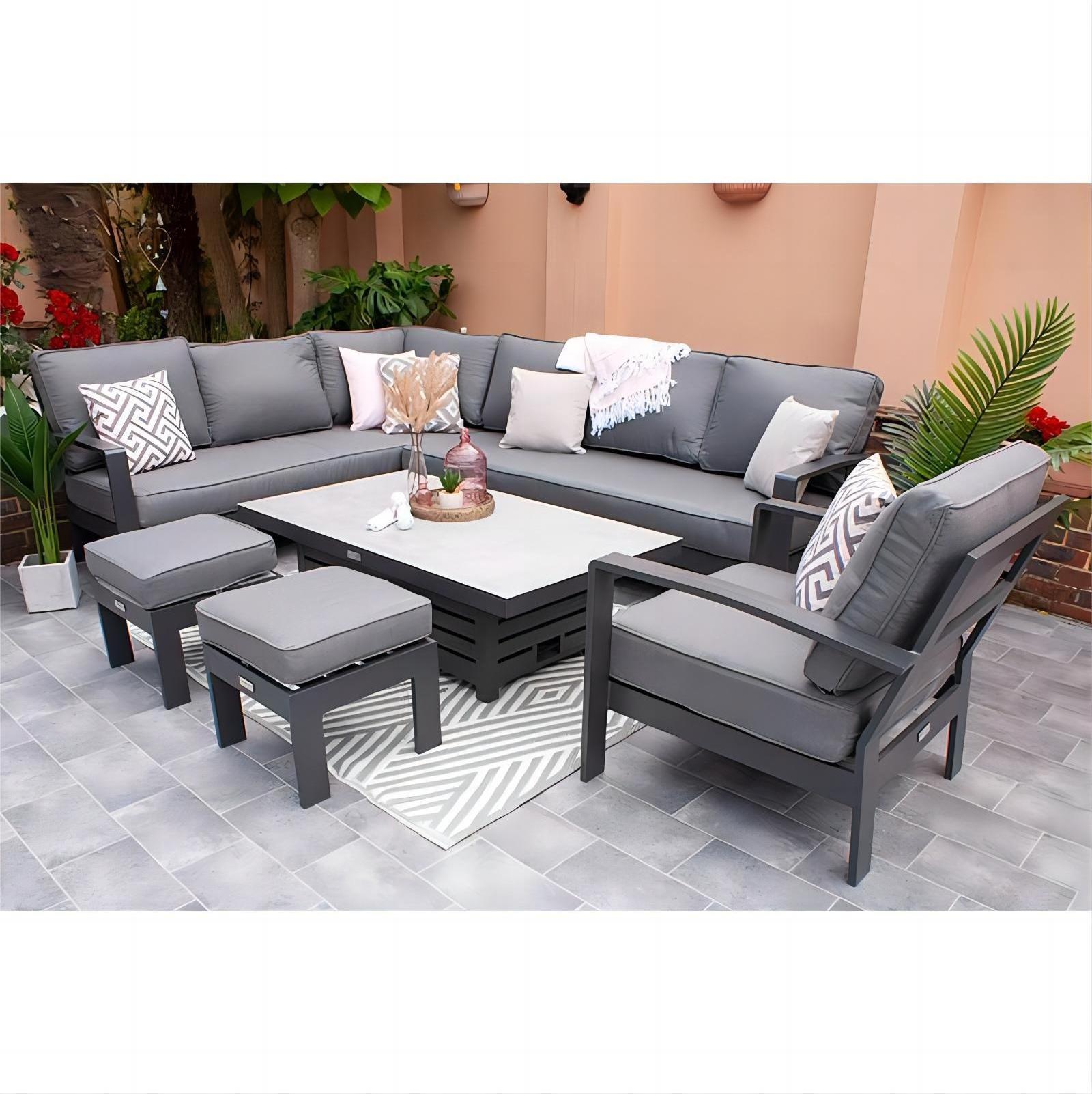 New arrival luxury modern Aluminum garden sofa outdoor garden furniture set Aluminum lift table