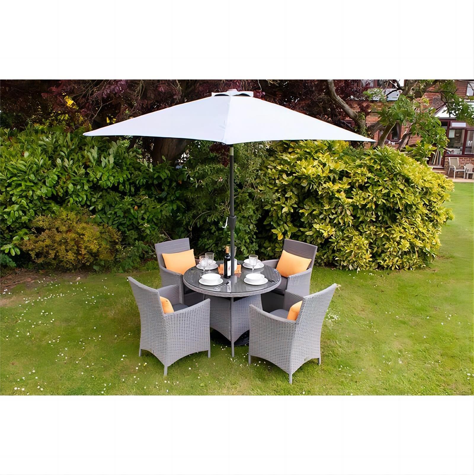 Cheap 100% handmade Modern outdoor Furniture Waterproof 4 person rattan Dining set grey rattan chair