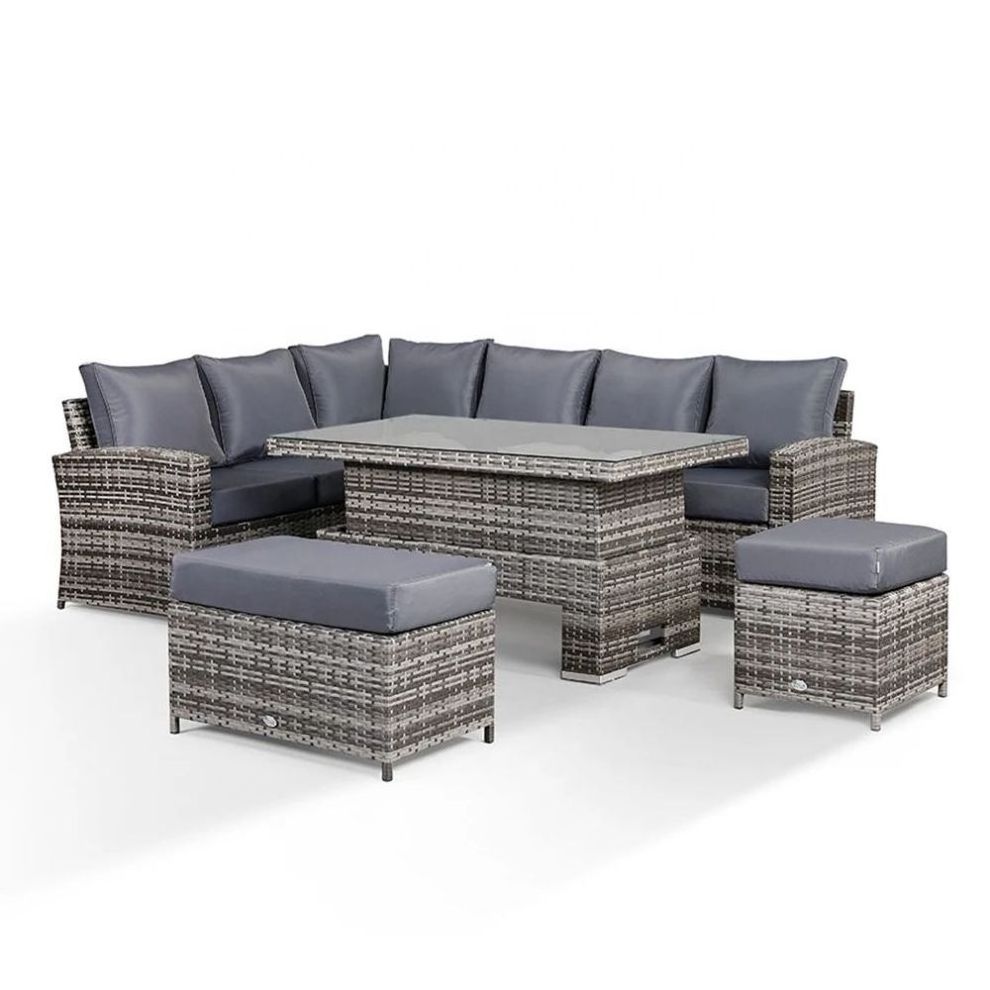 Factory wholesale price modern wicker rattan backyard patio sectional garden couch corner sofa With Rising Table