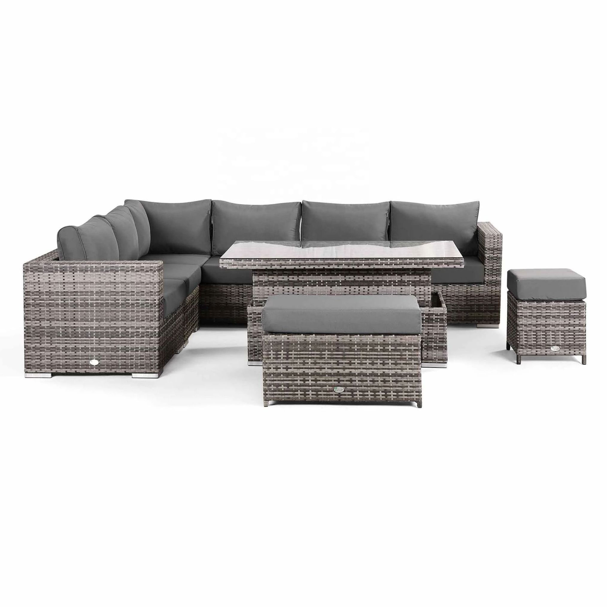 Tempered Glass Coffee Table and sofa,Deck,Backyard Porch Wicker Patio Sectional Furniture Sets Outdoor Sofa Rattan Couch