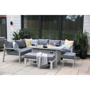 Outdoor Sofa Aluminum L Shape Aluminum Modern Propane Gas Fire Pit Outdoor Furniture Sofa Garden