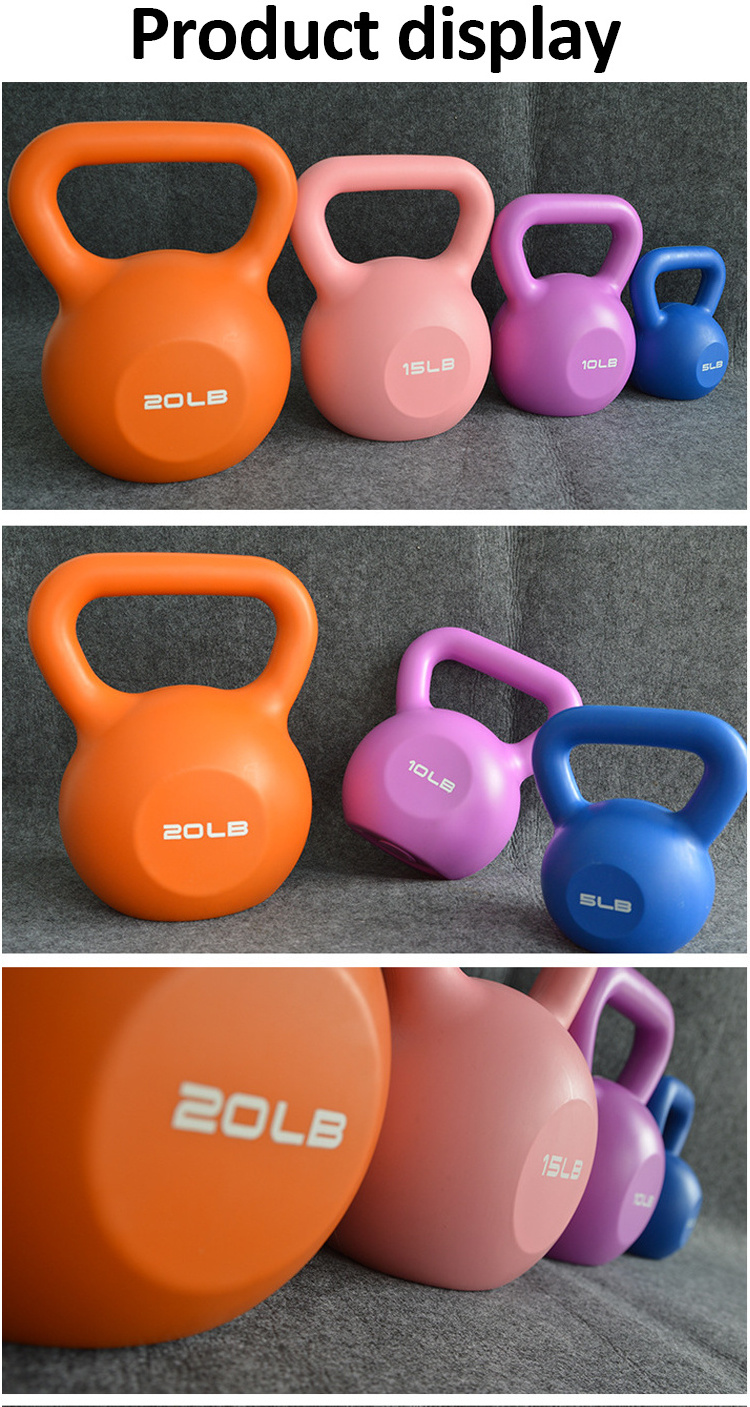 Factory supply woman colored cement Gym home arm lift kettle dumbbell kettlebell 25LB